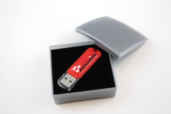 Clasica caja de presentacion con posibilidad de grabacion en gota de resina a todo color. Complemento adicional para las memoria USB MINI.